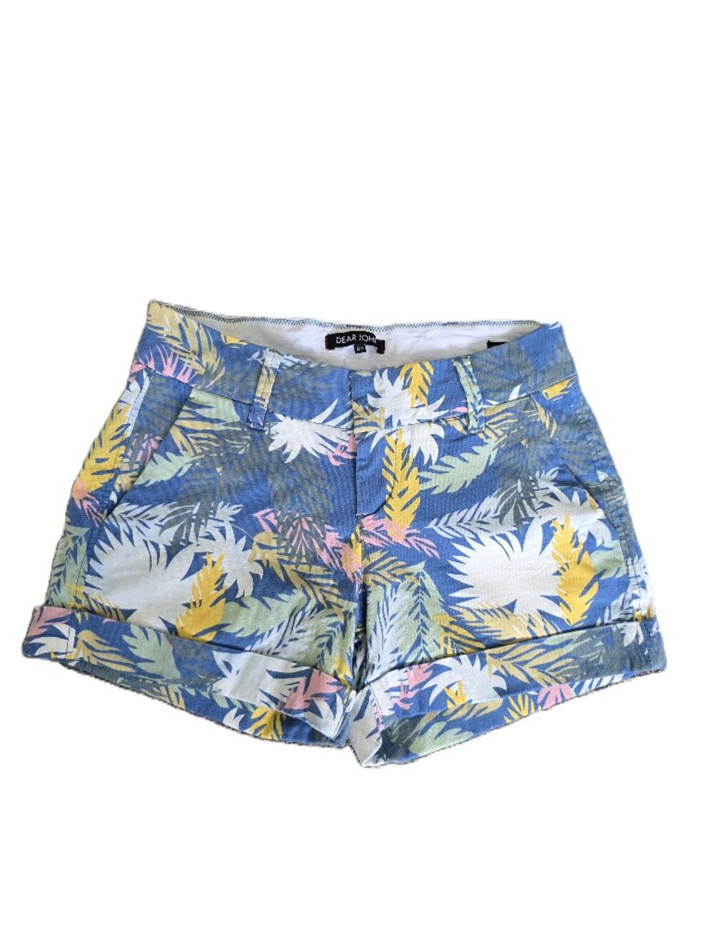 DEAR JOHN Hampton Comfort Shorts Multicolor Leaf Palm Print Stretchy 25